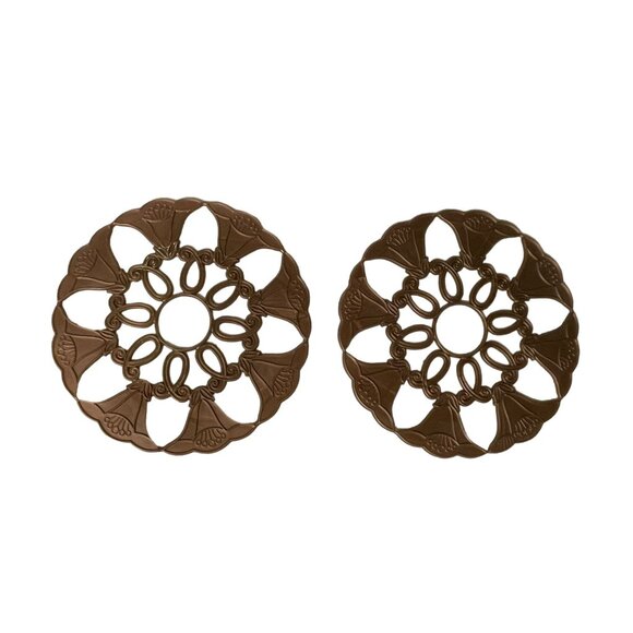 Vintage Plastic Trivets Used Set of 2 Brown - Picture 6 of 13